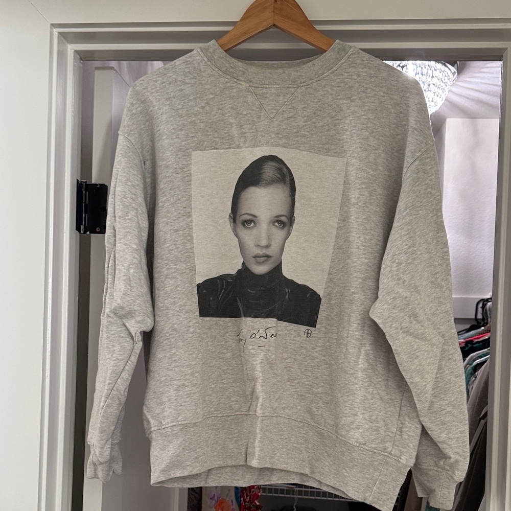 Anine Bing Kate Moss Gray Graphic Sweatshirt